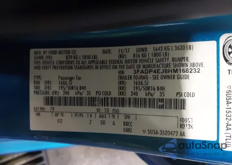 2017 Ford Fiesta Se from USA, damaged, VIN 3FADP4EJ8HM168232
